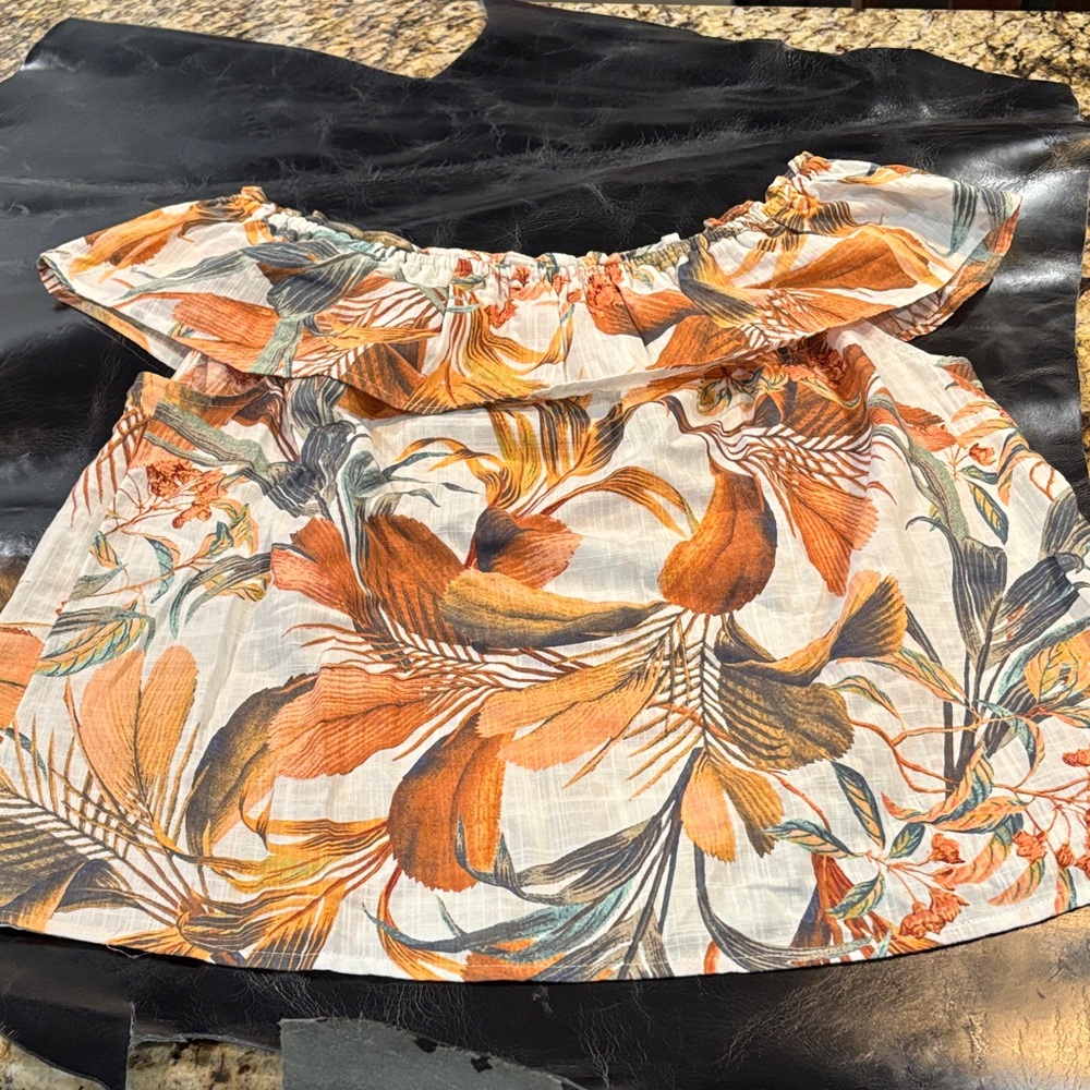 a.n.a a new approach Floral Off-Shoulder Top - Orange and Cream